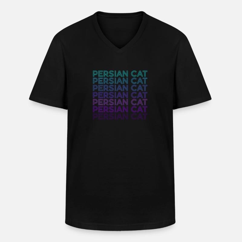 Perserkatze Retro - Männer-T-Shirt mit V-Ausschnitt - Schwarz