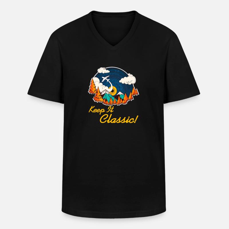 Keep it Classic Schallplatten - Männer-T-Shirt mit V-Ausschnitt - Schwarz