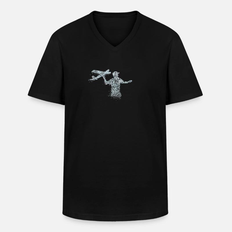 Avion RC télécommandé - T-shirt col V Homme - noir