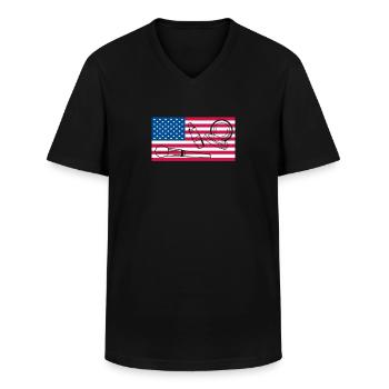 USA Flag America Flag Make Up Artist - Men's V-Neck T-Shirt - black - Front - AI Model Male 178 dark (178cm)