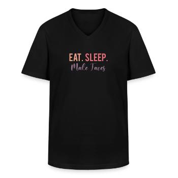 Eat Sleep Make Up Artist Shirt - Men's V-Neck T-Shirt - black - Front - AI Model Male 178 dark (178cm)