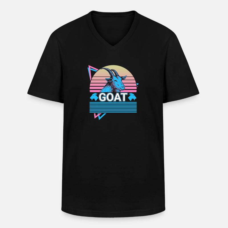 Ziege Retro Geschenk - Männer-T-Shirt mit V-Ausschnitt - Schwarz
