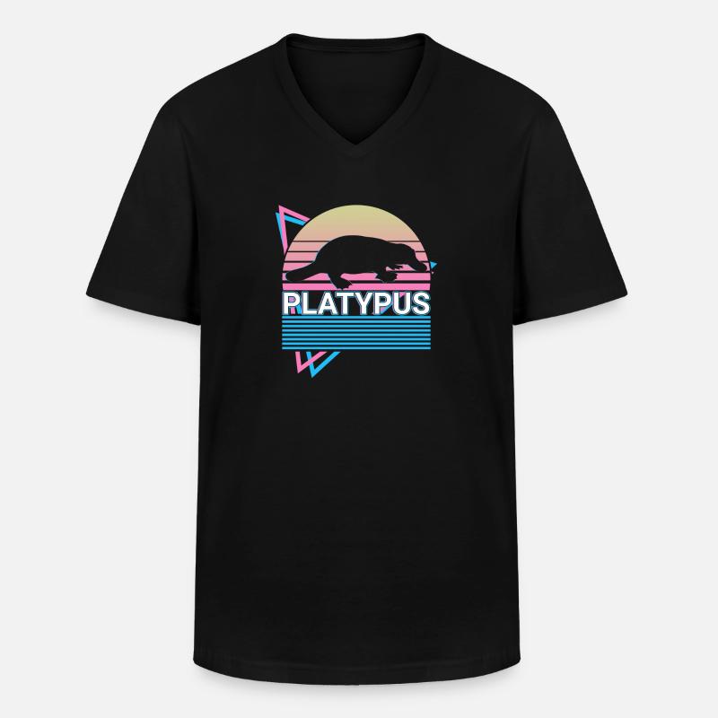 Schnabeltier Retro Geschenk - Männer-T-Shirt mit V-Ausschnitt - Schwarz