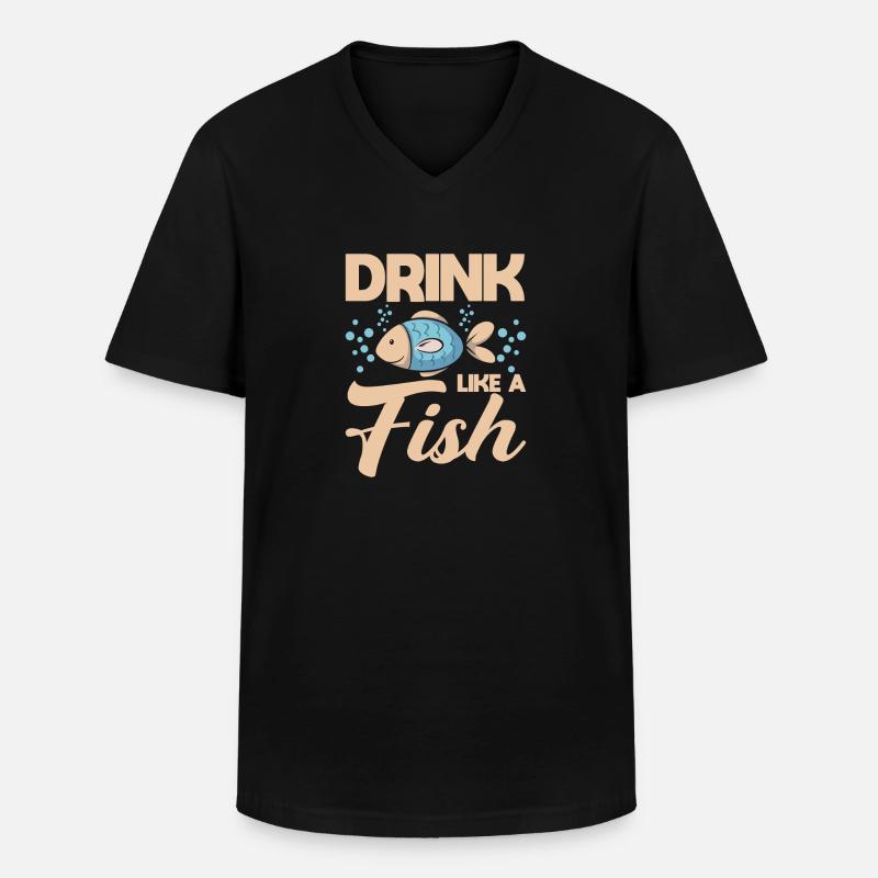 Fisch-SIP - Männer-T-Shirt mit V-Ausschnitt - Schwarz