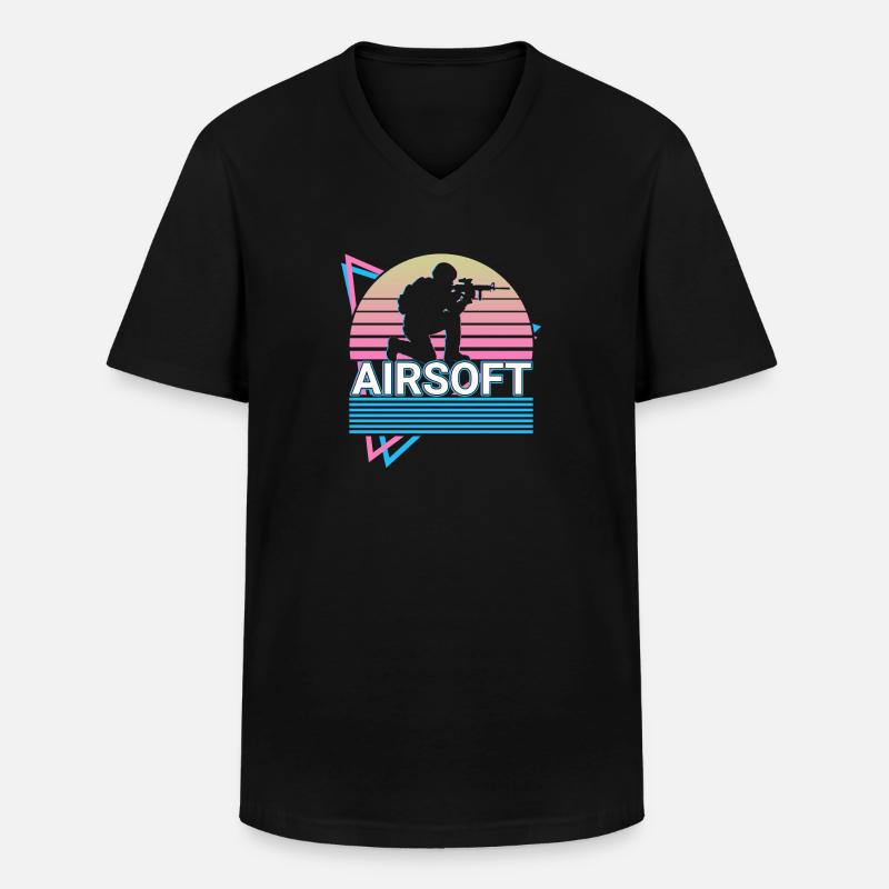 Airsoft Retro Geschenk - Männer-T-Shirt mit V-Ausschnitt - Schwarz