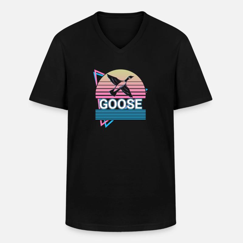 Gans Retro Geschenk - Männer-T-Shirt mit V-Ausschnitt - Schwarz