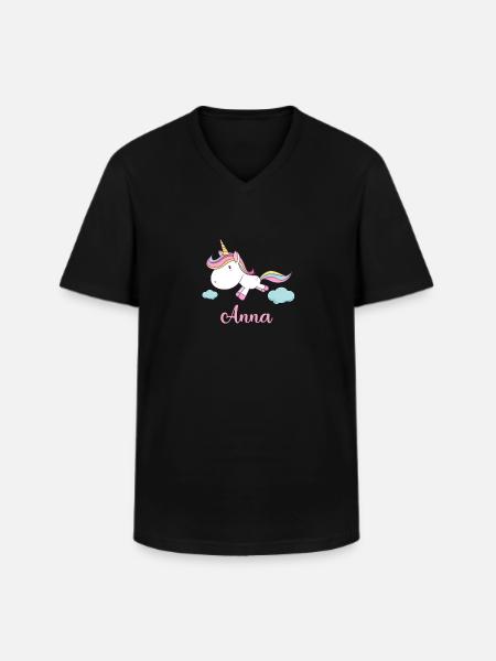 ANNA Unicorno Rosa Novità - Maglietta da uomo classica con scollo a V - nero