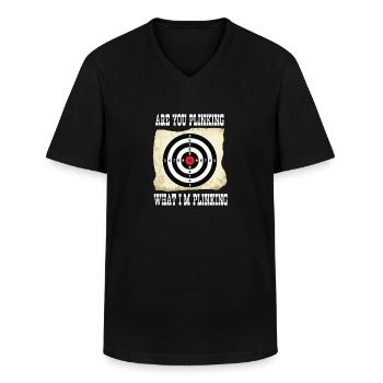 Lustiger Sportschützen Schützen Spruch - Männer-T-Shirt mit V-Ausschnitt - Schwarz - Vorne - AI Model Male 178 dark (178cm)