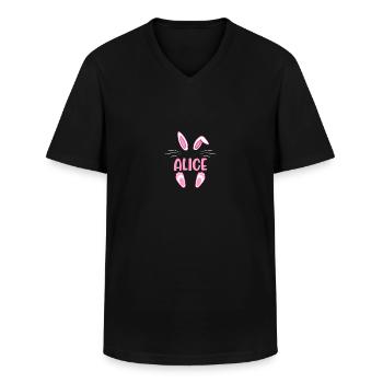 ALICE Pâques - T-shirt col V Homme - noir - Devant - AI Model Male 178 dark (178cm)