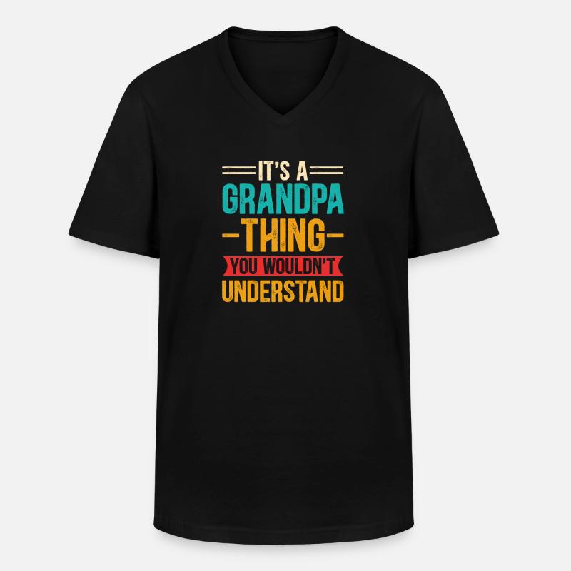 Opa Sache - Männer-T-Shirt mit V-Ausschnitt - Schwarz