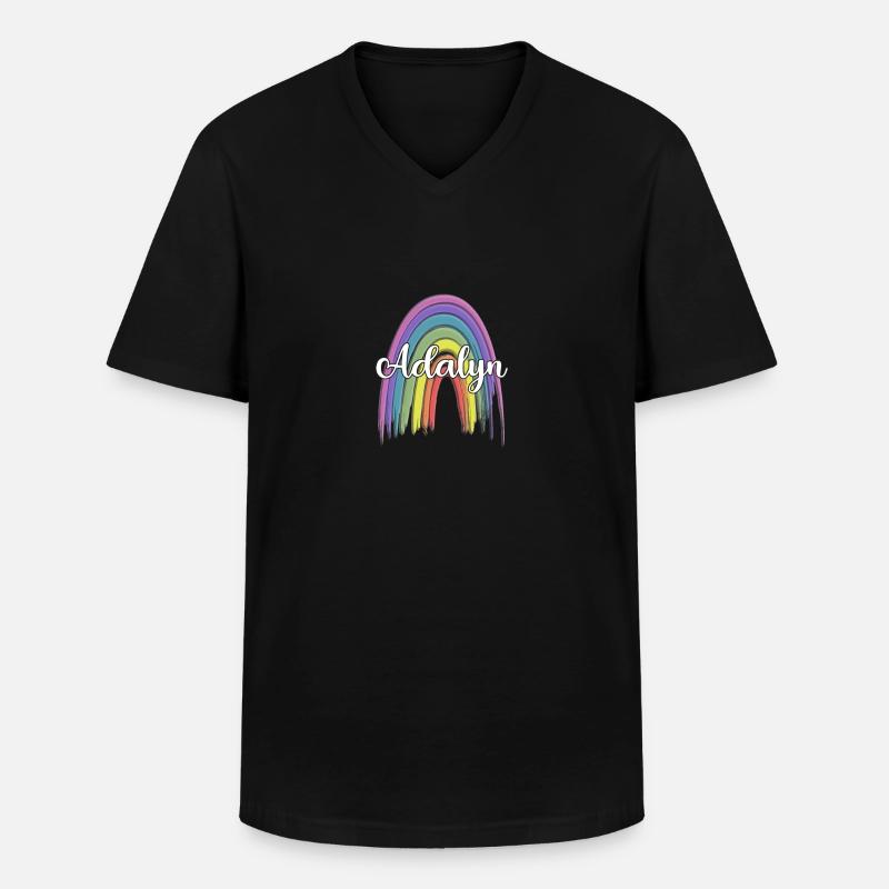 AALIYAH Rainbow Cursive - Männer-T-Shirt mit V-Ausschnitt - Schwarz