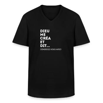 Dieu Me Créa Et Dit Démerdez-vous Avec! Égoïste - T-shirt col V Homme - noir - Devant - AI Model Male 178 dark (178cm)