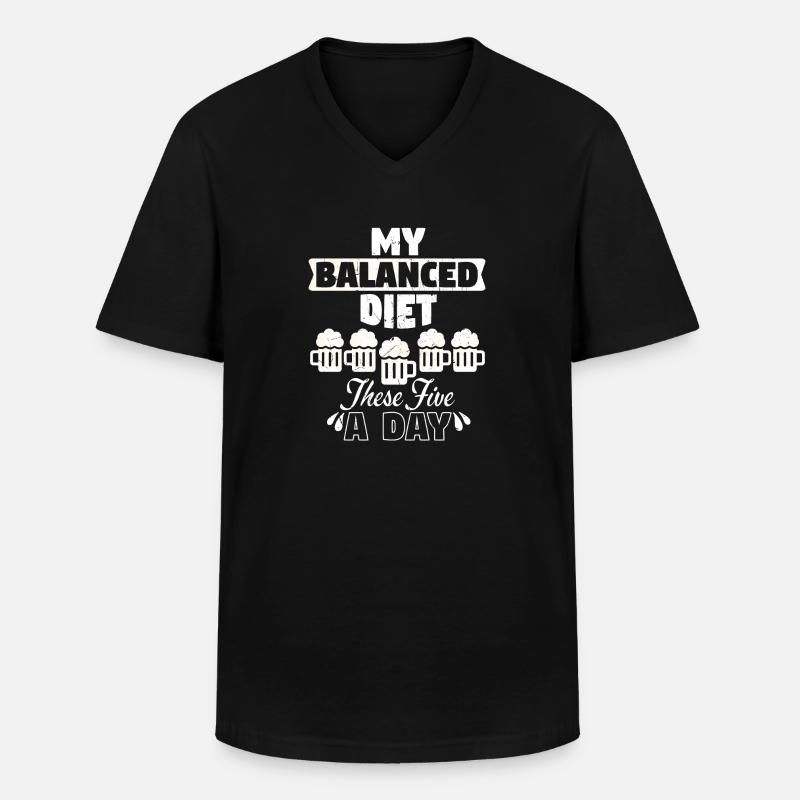 Balanced Diet Five Beer - Men's V-Neck T-Shirt - black