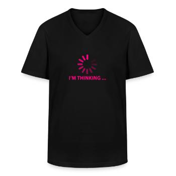 Bin am denken. Abbrechen, Ladesymbol Thinking - Männer-T-Shirt mit V-Ausschnitt - Schwarz - Vorne - AI Model Male 178 dark (178cm)