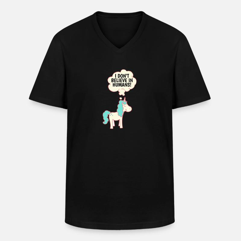 Einhorn - Männer-T-Shirt mit V-Ausschnitt - Schwarz