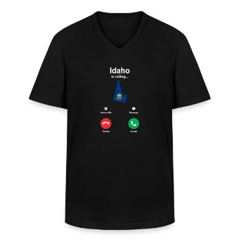 Idaho - T-shirt col V Homme - noir - Devant - AI Model Male 178 dark (178cm)
