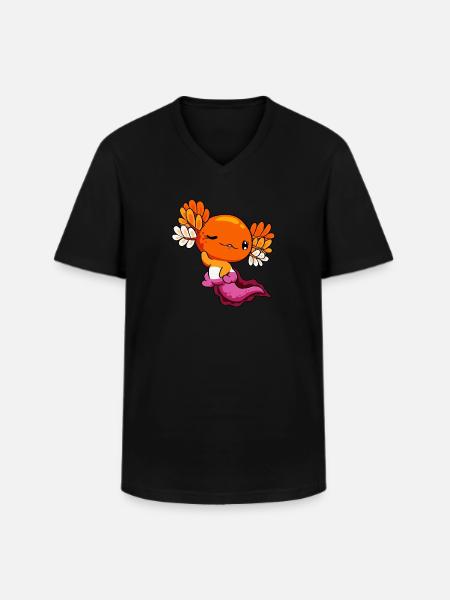 Lesbian Pride Lesbian Flag Kawaii Axolotl H - Men's V-Neck T-Shirt - black