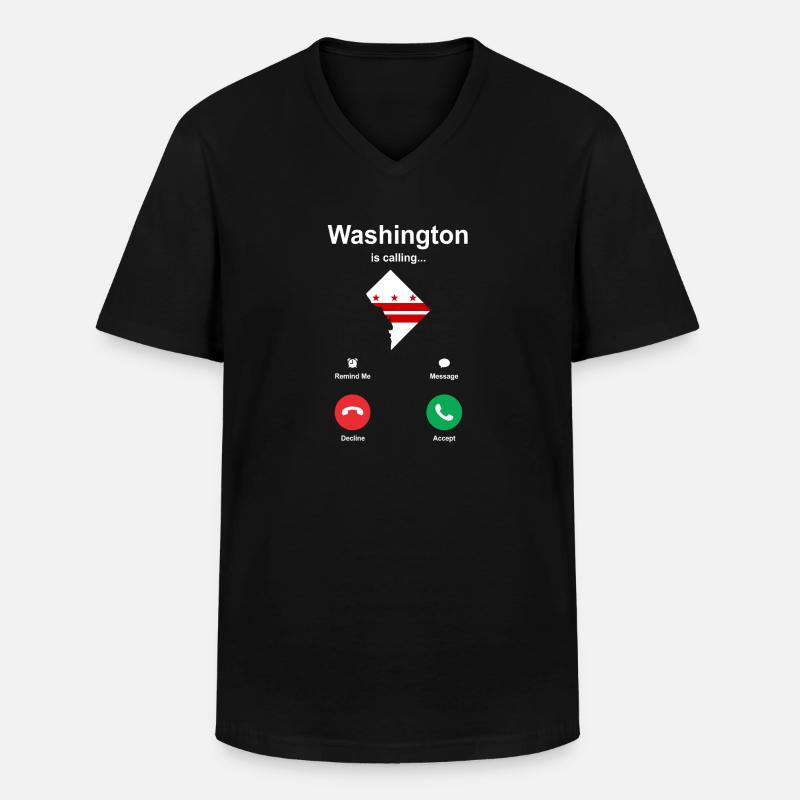 Washington-skyline - Männer-T-Shirt mit V-Ausschnitt - Schwarz