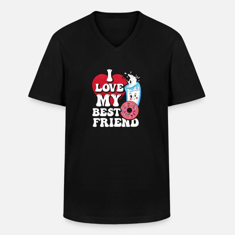 Milch-donut-geschenk - Männer-T-Shirt mit V-Ausschnitt - Schwarz