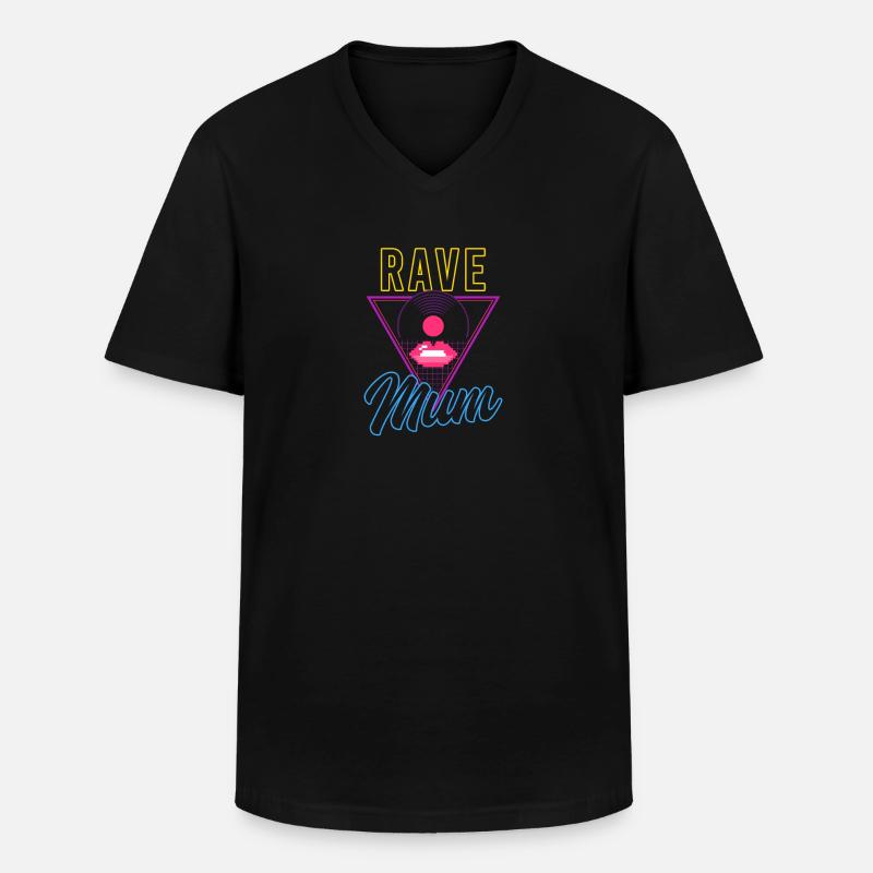 EDM Rave Techno 80s Rave Mum - Men's V-Neck T-Shirt - black