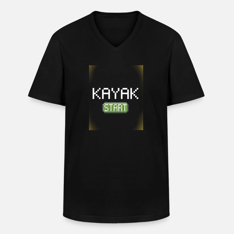 Kajak Pixel Start - Männer-T-Shirt mit V-Ausschnitt - Schwarz