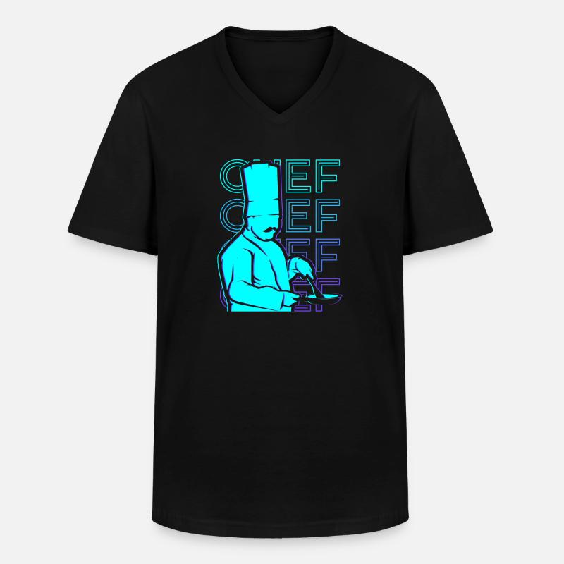 Chefkoch Kochen Retro Geschenk - Männer-T-Shirt mit V-Ausschnitt - Schwarz