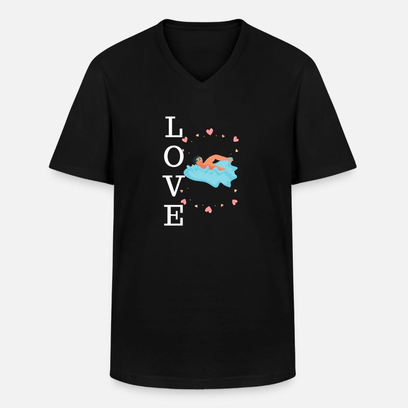 Comedy Schwimmen - Männer-T-Shirt mit V-Ausschnitt - Schwarz