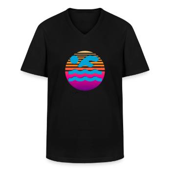 vintage svømning - Klassisk herre T-shirt med V-udskæring - sort - Foran - AI Model Male 178 dark (178cm)