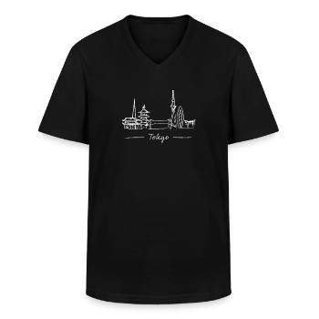 Tokyo Skyline Silhouette City Trip Japan Gift - Men's V-Neck T-Shirt - black - Front - AI Model Male 178 dark (178cm)