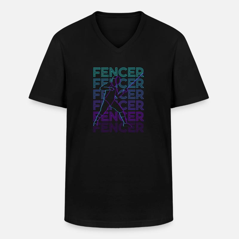 Fechter Fechten Retro Geschenk - Männer-T-Shirt mit V-Ausschnitt - Schwarz