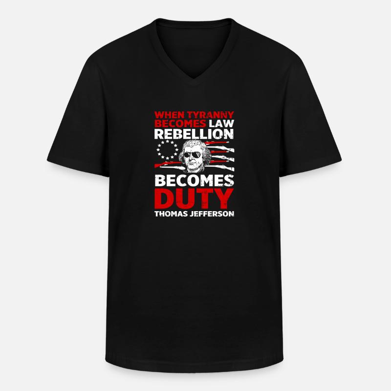 Thomas Jefferson - Männer-T-Shirt mit V-Ausschnitt - Schwarz
