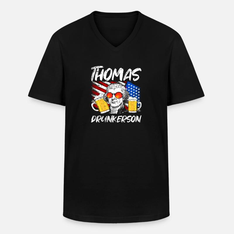 Thomas Jefferson - Männer-T-Shirt mit V-Ausschnitt - Schwarz