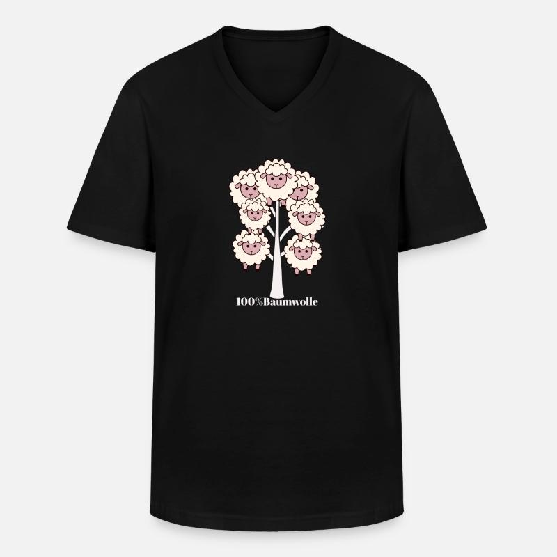 Tshirt Baumwolle - Männer-T-Shirt mit V-Ausschnitt - Schwarz