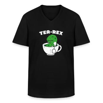 Tea-Rex Süßer T Rex Dinosaur Dino Tee Liebhaber - Männer-T-Shirt mit V-Ausschnitt - Schwarz - Vorne - AI Model Male 178 dark (178cm)