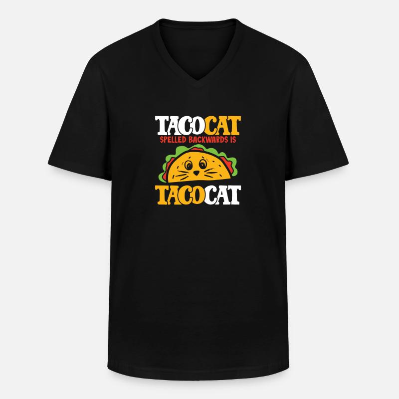 Taco-Katze - Männer-T-Shirt mit V-Ausschnitt - Schwarz