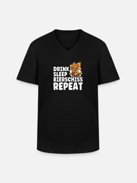 Drink Sleep Bierschiss Repeat Bier - Männer-T-Shirt mit V-Ausschnitt - Schwarz