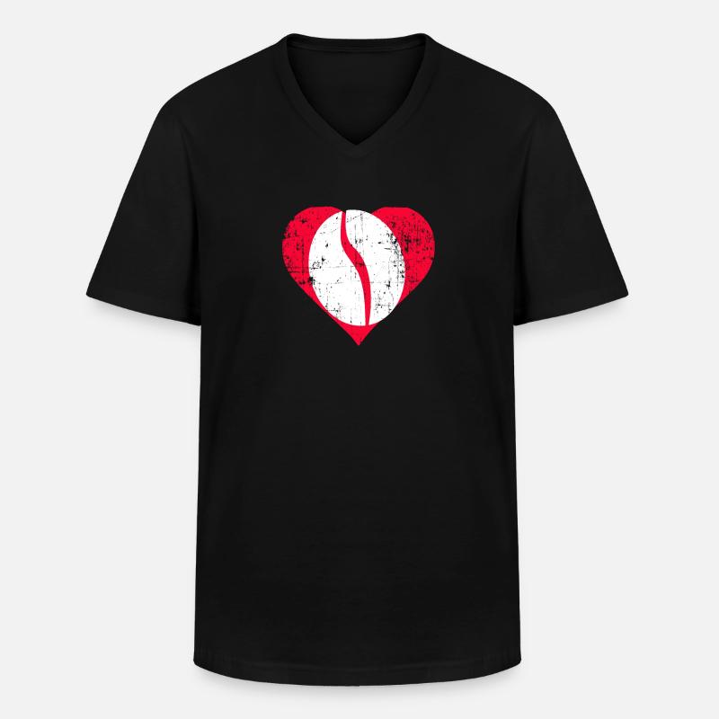 Navy Bean Heart - Männer-T-Shirt mit V-Ausschnitt - Schwarz