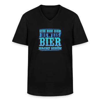 Ich bin der Beweis Bier macht schön Bier - Männer-T-Shirt mit V-Ausschnitt - Schwarz - Vorne - AI Model Male 178 dark (178cm)