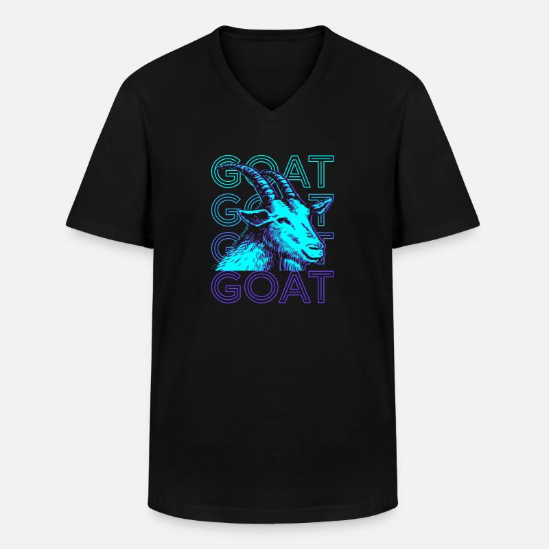 Ziege Retro - Männer-T-Shirt mit V-Ausschnitt - Schwarz