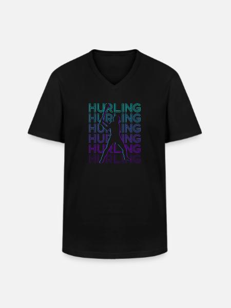 Hurling Player Retro - Men's V-Neck T-Shirt - black