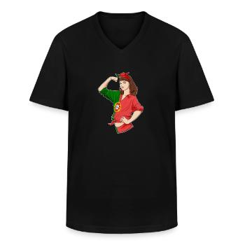 Fille portugaise Unbreakable Héritage portugais - T-shirt col V Homme - noir - Devant - AI Model Male 178 dark (178cm)