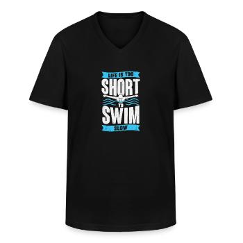 Swimming Swimming Sports Athletes Swimmers Gift - Men's V-Neck T-Shirt - black - Front - AI Model Male 178 dark (178cm)