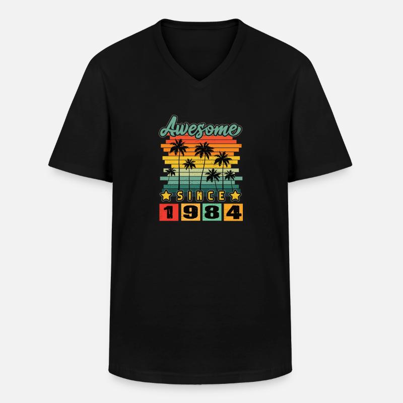 Awesome Since 1984 - Männer-T-Shirt mit V-Ausschnitt - Schwarz