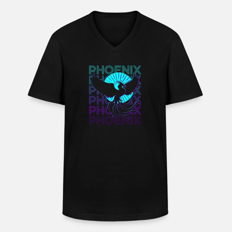 Phoenix Retro - Männer-T-Shirt mit V-Ausschnitt - Schwarz