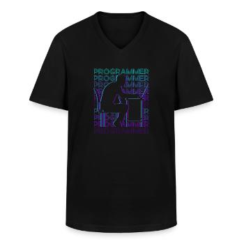 Programmeur Computer Programmeren Codering Gee - Klassiek mannen T-shirt met V-hals - zwart - Voor - AI Model Male 178 dark (178cm)