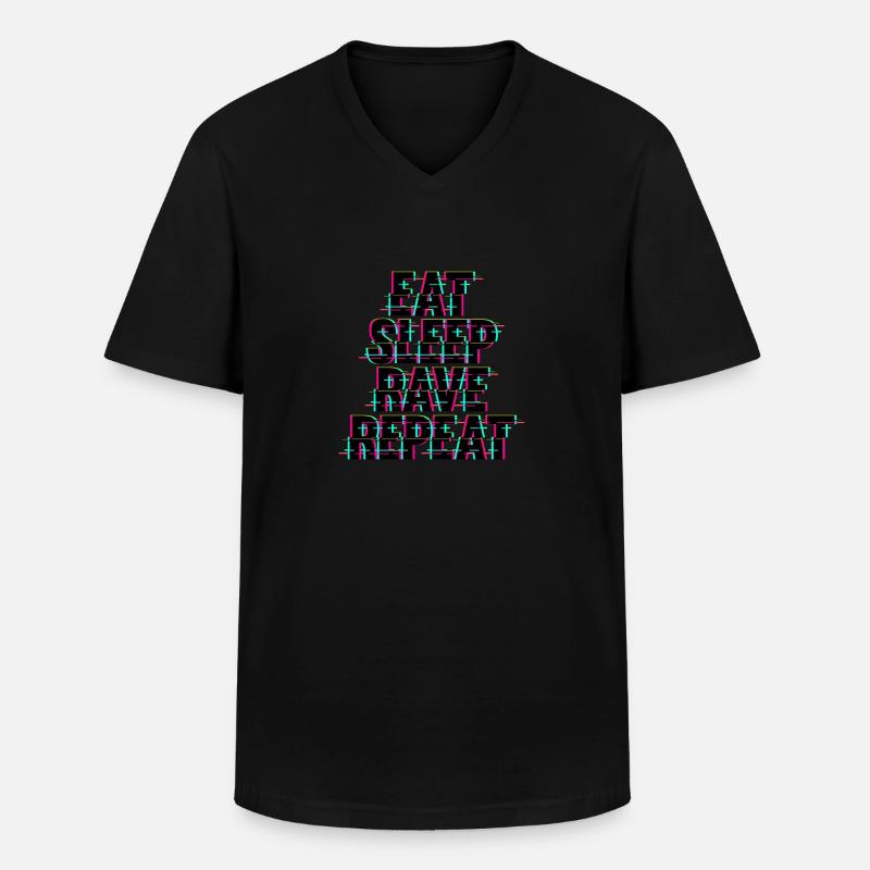Eat Sleep Rave Repeat Techno - Männer-T-Shirt mit V-Ausschnitt - Schwarz