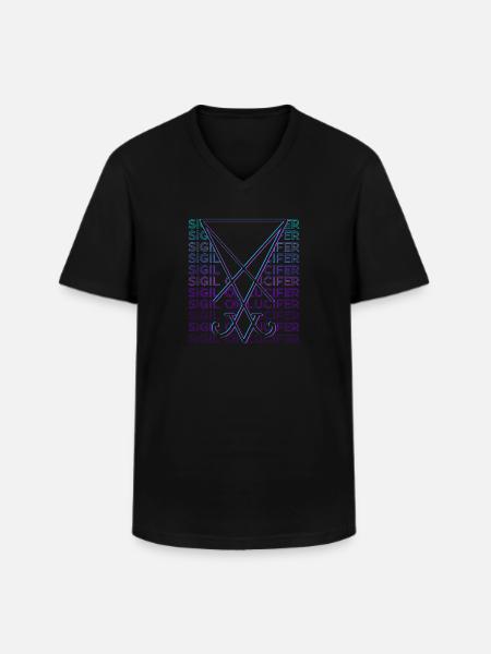 Segl af Lucifer Pentagram Okkult Magi - Klassisk herre T-shirt med V-udskæring - sort