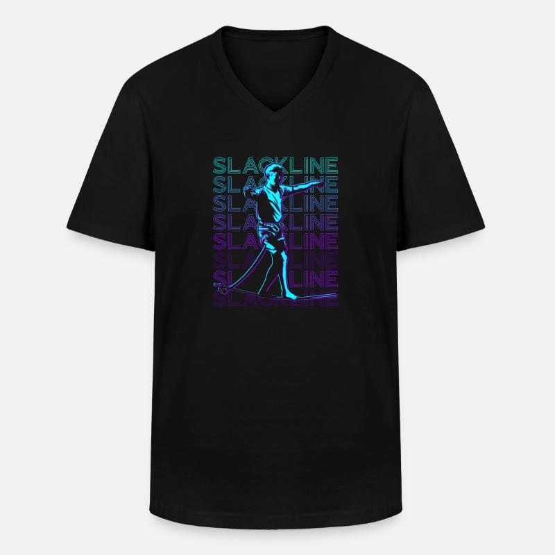 Slackline Retro - Männer-T-Shirt mit V-Ausschnitt - Schwarz