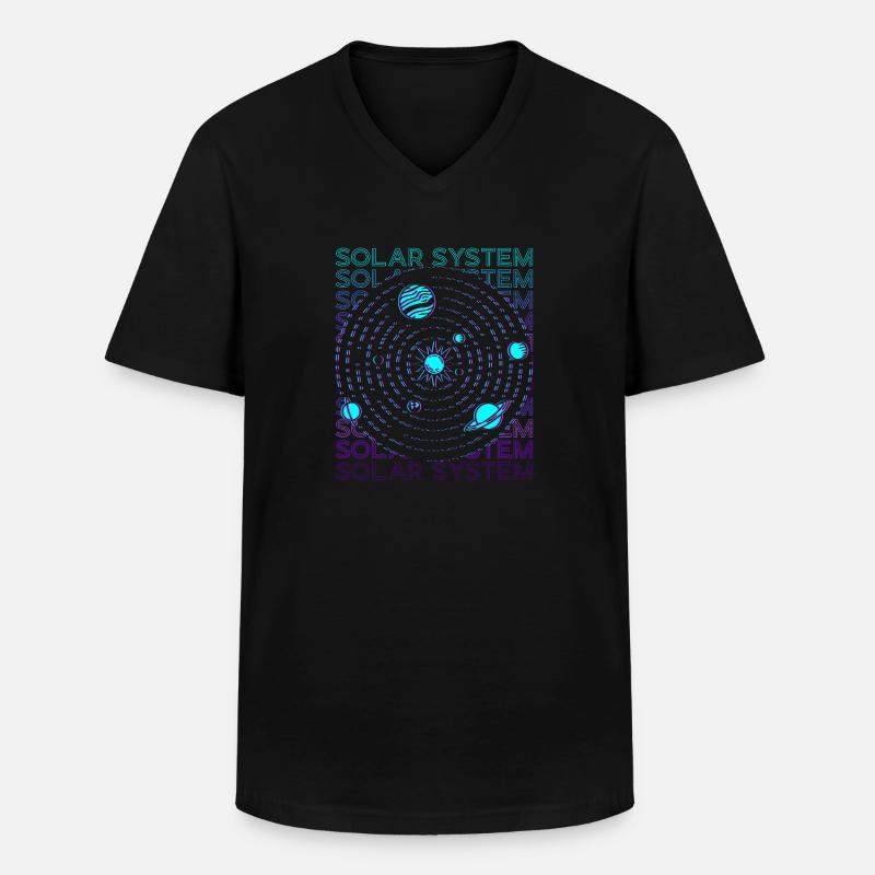 Sonnensystem Retro - Männer-T-Shirt mit V-Ausschnitt - Schwarz