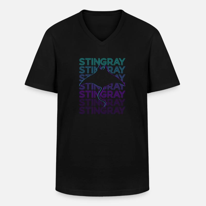 Stachelrochen Manta Rochen Retro - Männer-T-Shirt mit V-Ausschnitt - Schwarz